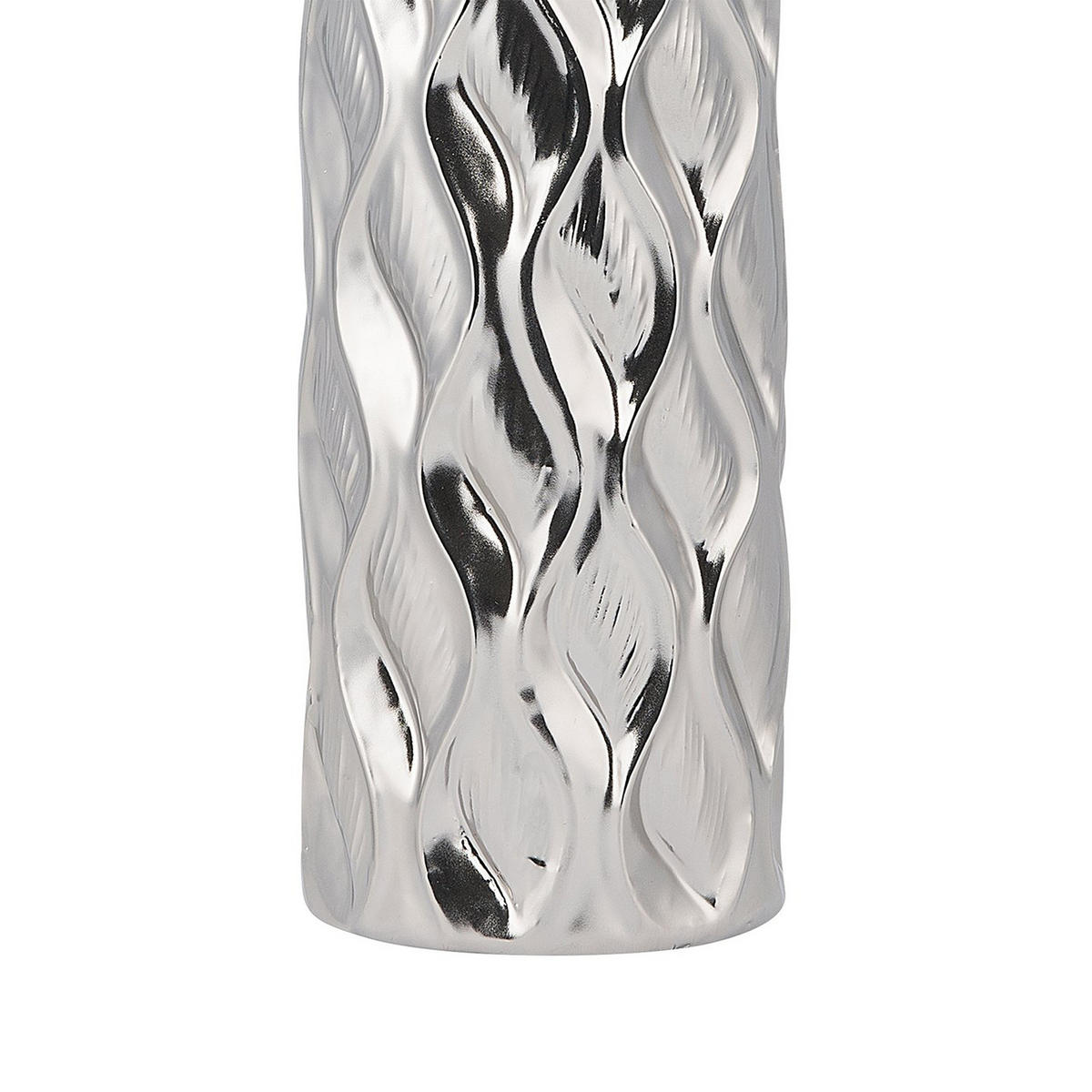 DEKOVASE Steinzeug silber Bassania - Silberfarben, Stein (45cm) - Beliani