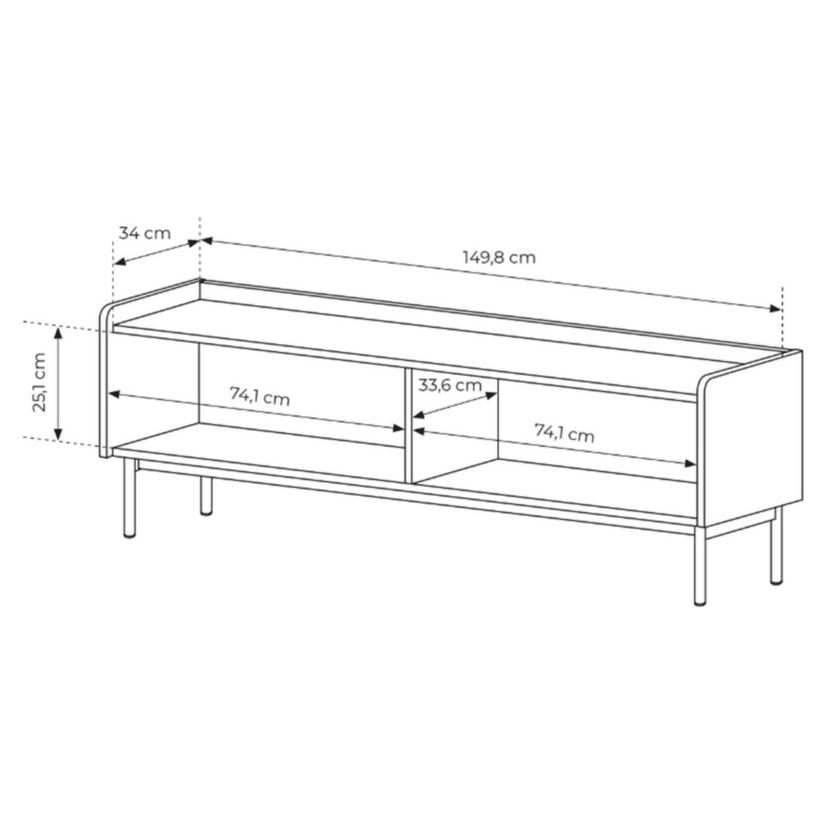 TV-LOWBOARD Liwelo Greige 153 cm - Taupe, Holzwerkstoff/Metall (153/50.2/38cm) - Selsey