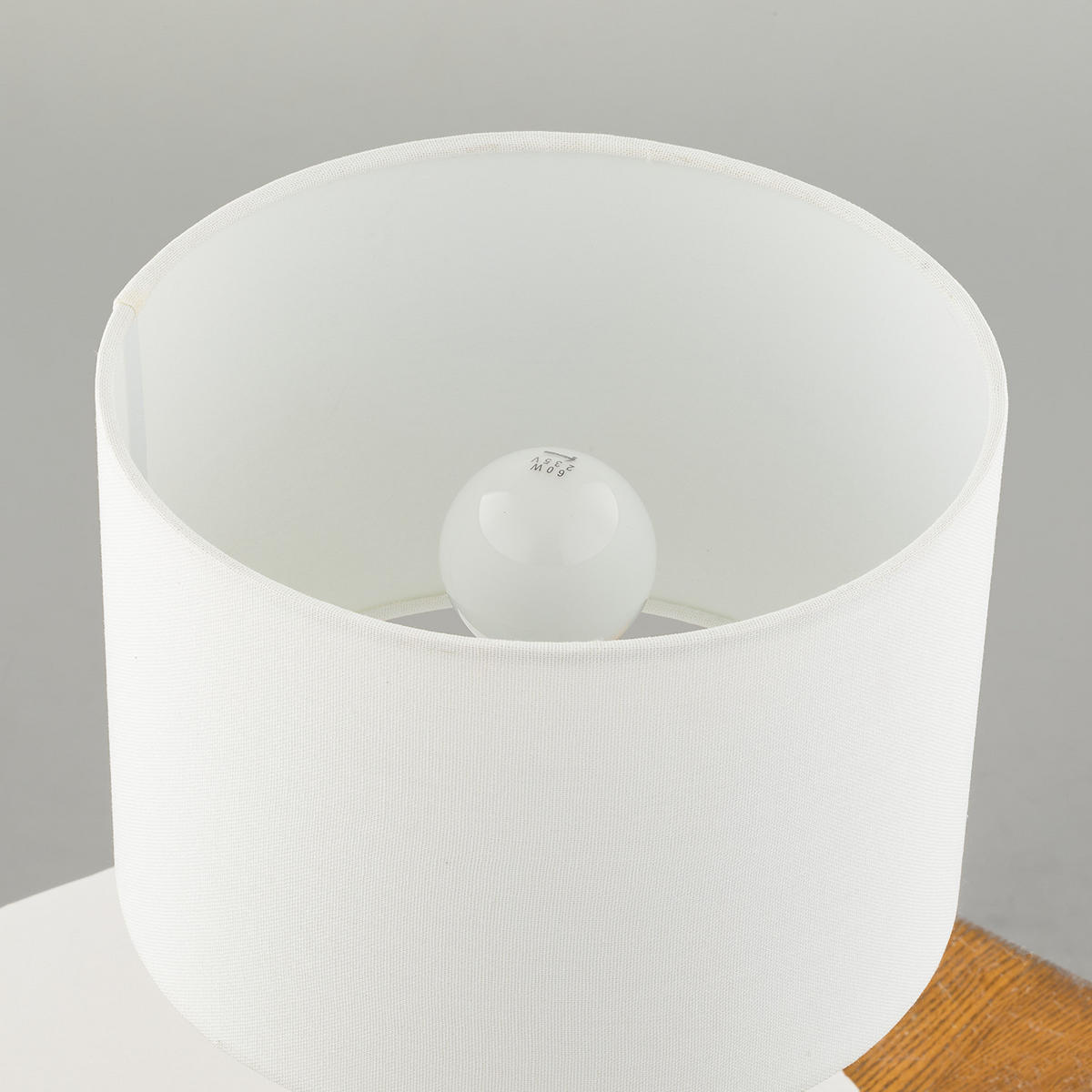 TISCHLEUCHTE - Leinen / Marmor, 1-flammig - Weiß, Stein (24/24/40cm) - home24