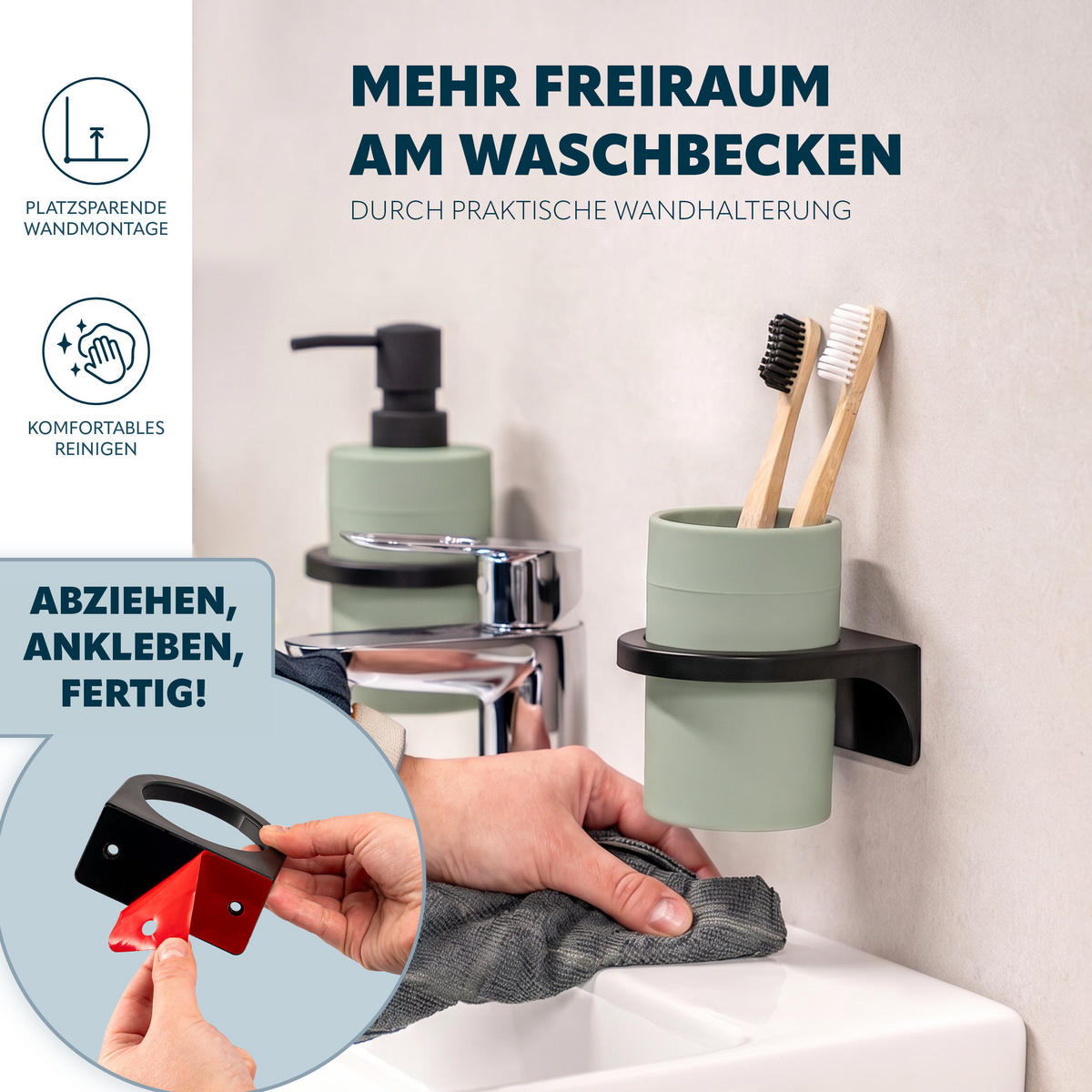 ZAHNPUTZBECHER SAVONA Softtouch, salbei, rund - Salbeigrün, Kunststoff (9/11/9.5cm) - bremermann
