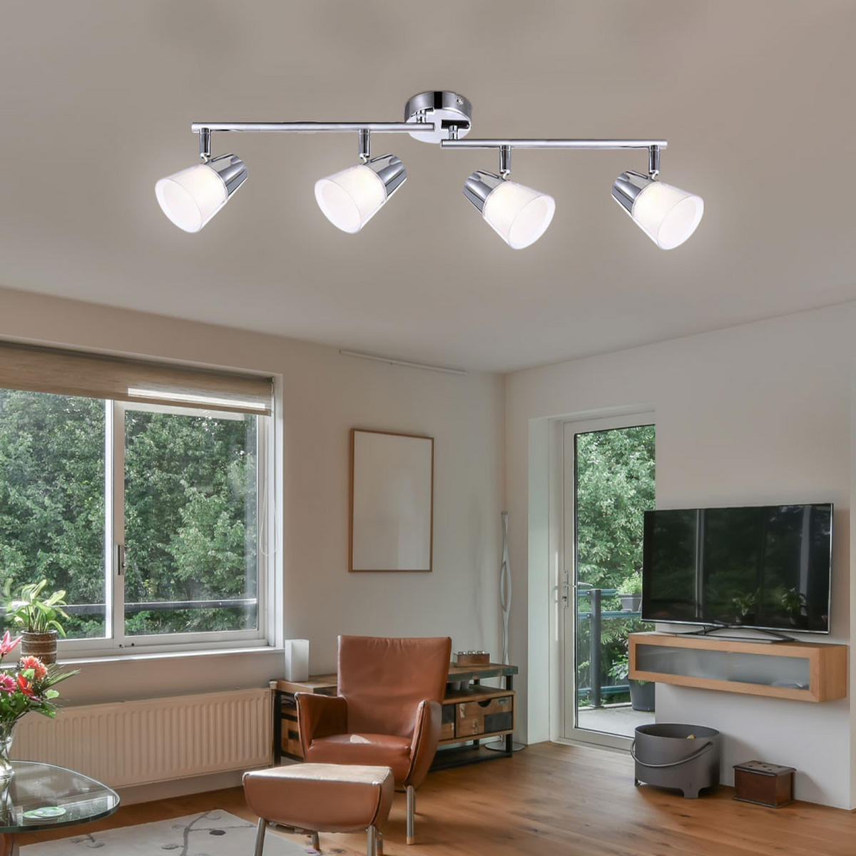 LED DECKENLEUCHTE TIEKA Silber - Silberfarben, Metall (60/60/15.5cm) - Globo Lighting