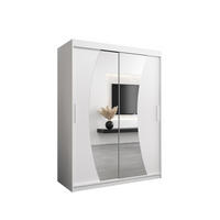 SCHWEBETÜRENSCHRANK 200/150/62 2-türig - Silberfarben/Weiß, Holz/Kunststoff (150/200/62cm) - MÖBEL KRYSPOL