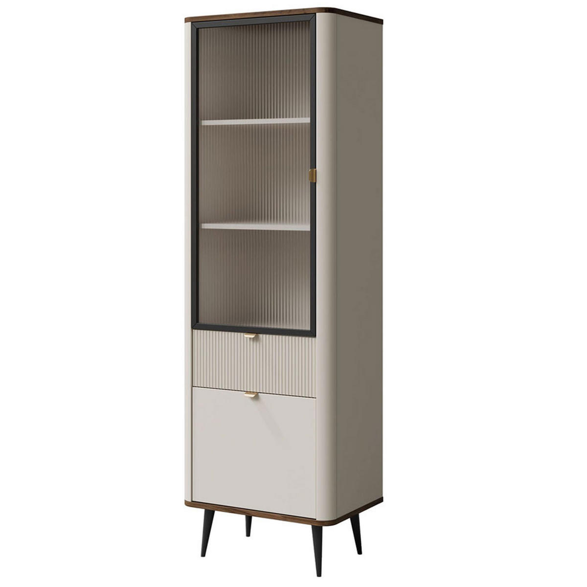 VITRINE Marly Kaschmir / Walnuss 60 / 40 / 191cm - Kaschmir/Creme, Holz/Holzwerkstoff (60/191/40cm) - Feldmann-Wohnen