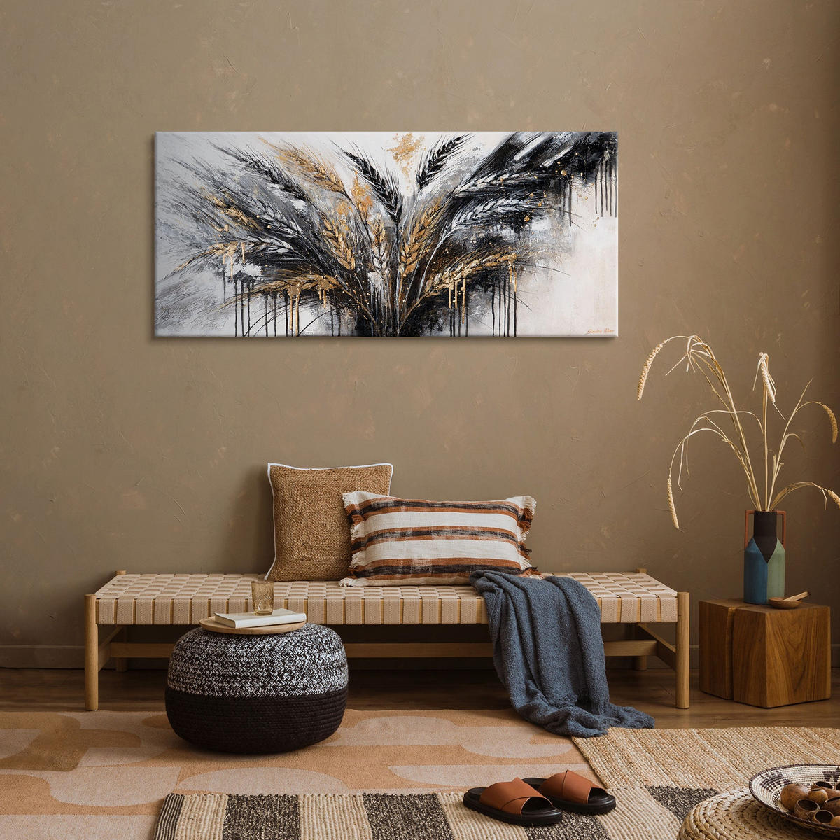 GEMÄLDE Stacheln auf Keilrahmen 115x50 cm - Braun, Holz (115/50cm) - YS-art gallery