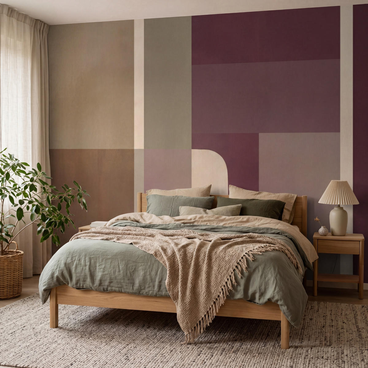 TAPETE - Unis - Abstrakt - Bordeaux - Linien - 400x300 cm - Multicolor, Papier (400/300cm) - OnlyWow