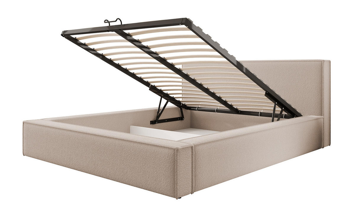 POLSTERBETT Bocalio Beige Boucle 140 cm - Beige, Textil (140/200cm) - Selsey