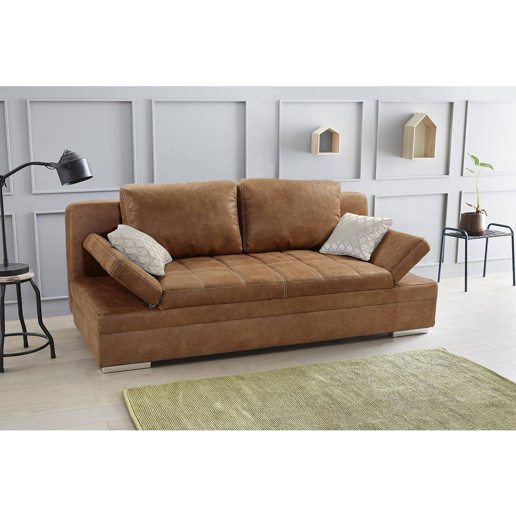 Thumbnail - luma-home Schlafsofa, Hellbraun, Textil, 2-Sitzer, Füllung: Polyurethan (Pur), einzeln stellbar,Rechteckig, 200x84x100 c...