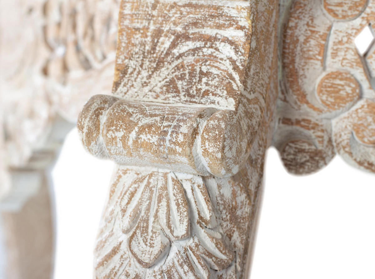 KOMMODE aus gealtertem weißem, handgeschnitztem Mangoholz - Perlmutt, Holz (120/76/42cm) - Giner y Colomer