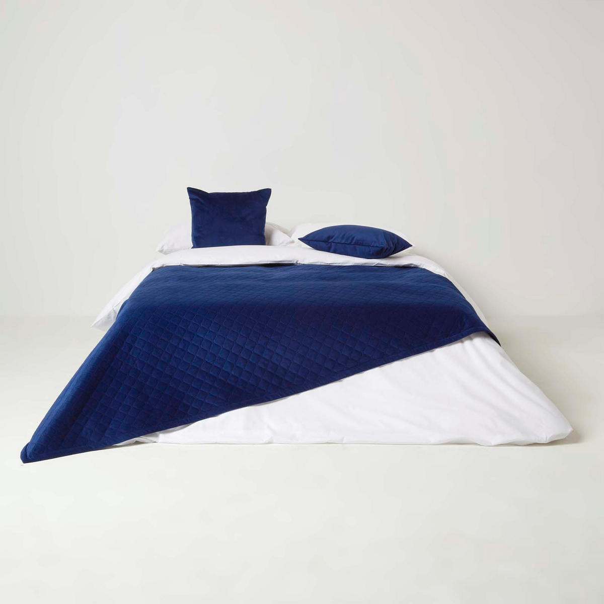 SAMT-WOHNDECKE 150/200 cm, gesteppt - Dunkelblau, Textil (150/200cm) - Homescapes