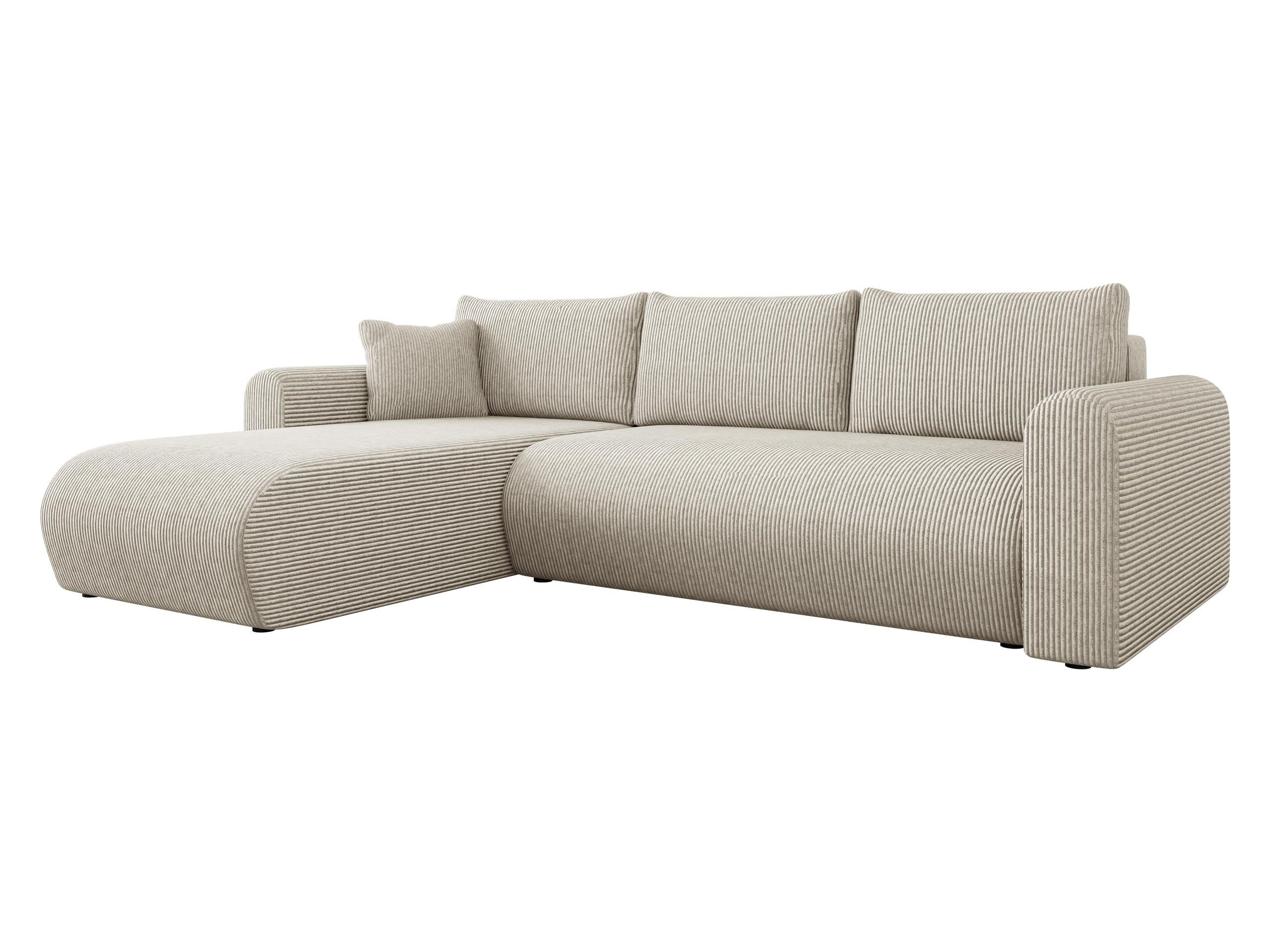 ECKSOFA Eliwo Cord - Schwarz/Naturfarben, Holz/Textil (252/158cm) - MIRJAN24