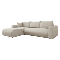 ECKSOFA Eliwo Cord - Schwarz/Naturfarben, Holz/Textil (252/158cm) - MIRJAN24