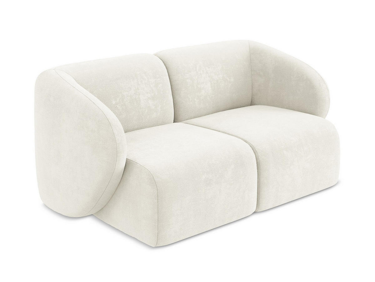 2-SITZER-SOFA Chenille Stoff Weiß - Schwarz/Weiß, Holzwerkstoff/Kunststoff (174/75/94cm) - Makamii