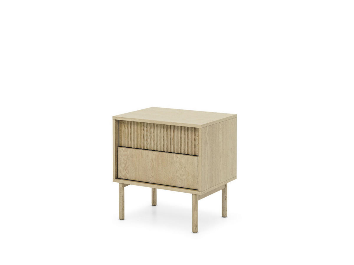 NACHTTISCH Aviro Eiche Cremona, Nachtschrank mit Schubladen - Hellbraun/Eichefarben, Holzwerkstoff (54/55/40cm) - Bettso