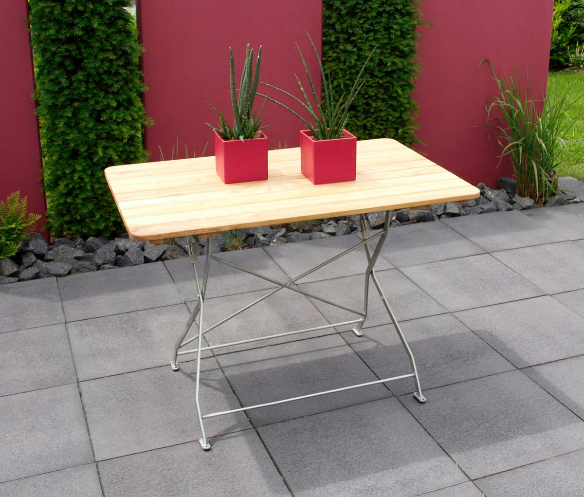 KLAPPTISCH Bad Belzig aus Robinienholz 70x110 cm, Stahlgestell Verzinkt - Braun, Holz (70/110/72cm) - TPFGarden