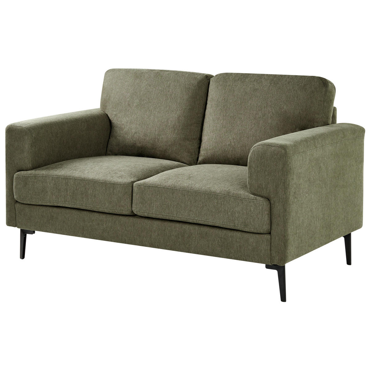 2-SITZER-SOFA Stoff Grün Lousto - Schwarz/Grün, Textil (156/85/65cm) - Beliani