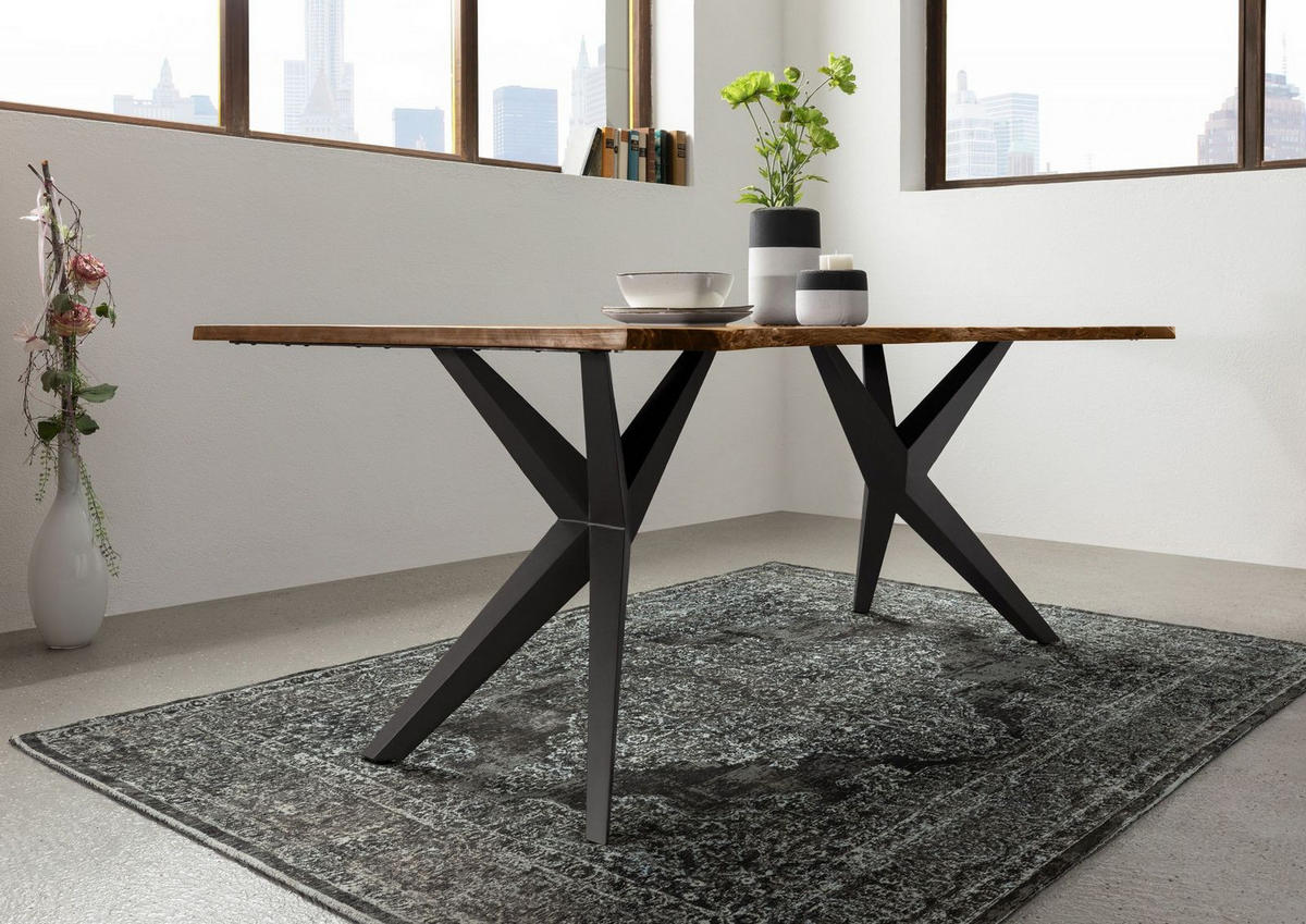 BAUMTISCH Akazie 140x90x76 natur lackiert Beine anthrazit matt FREEFORM 4 #13 - Braun, Holz (90/140/76cm) - Massivmoebel24