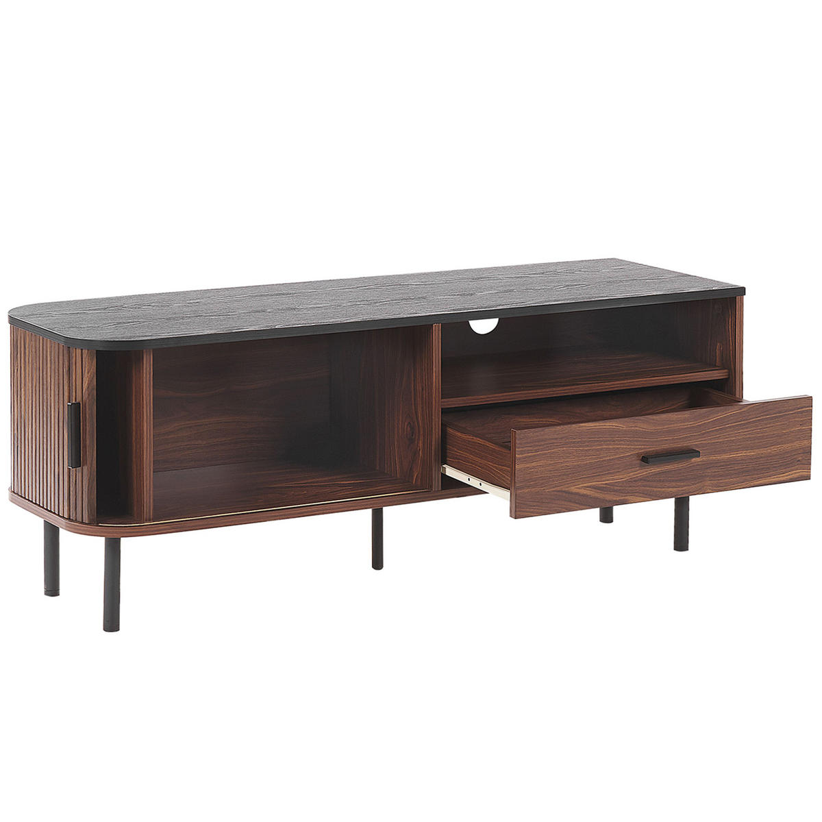 TV-MÖBEL Dunkelbraun, Schwarz Jose 40/120/46 cm - Dunkelbraun, Holzwerkstoff (120/46/40cm) - Beliani