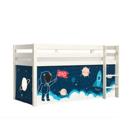 KINDERBETT Karolina 210x114x106 Massivholz Weiß Textilset Rakete - Türkis/Weiß, Holz (90/200cm) - 58aufmkessel