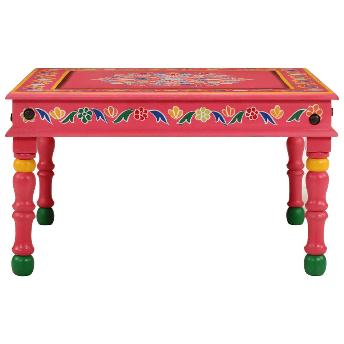 COUCHTISCH Rosa Handbemalt Massivholz Mango - Pink, Holzwerkstoff (54/54/30cm) - furnicato