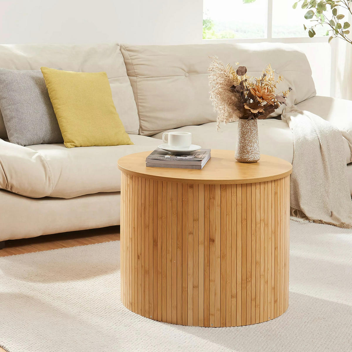 COUCHTISCH Ledepid 48/60 cm - Naturfarben, Holz/Holzwerkstoff (60/60/48cm) - [en.casa]