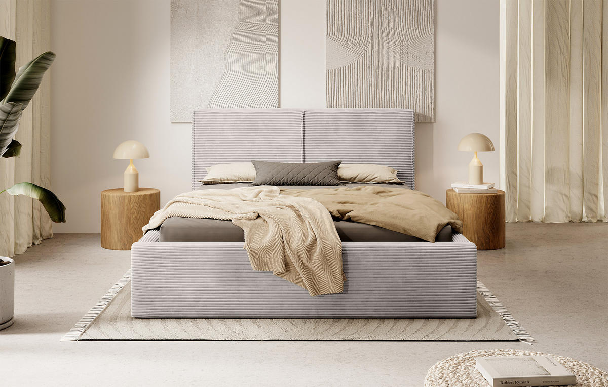 POLSTERBETT Farese Dunkelbeige Cordbezug 140 cm - Beige, Textil (140/200cm) - Selsey