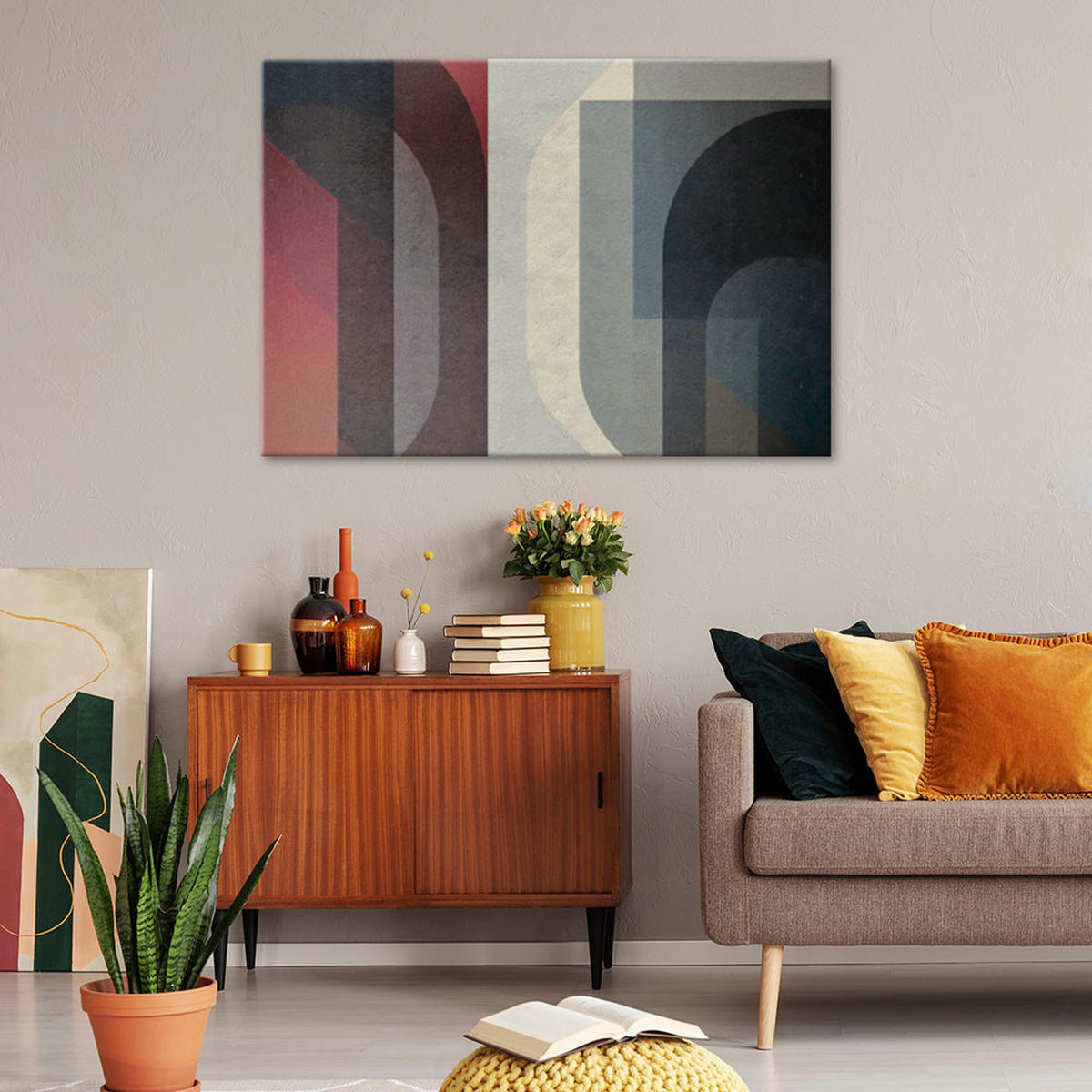 LEINWANDBILD Retro Abstraktion - Lila, Textil (120/80cm) - Feeby