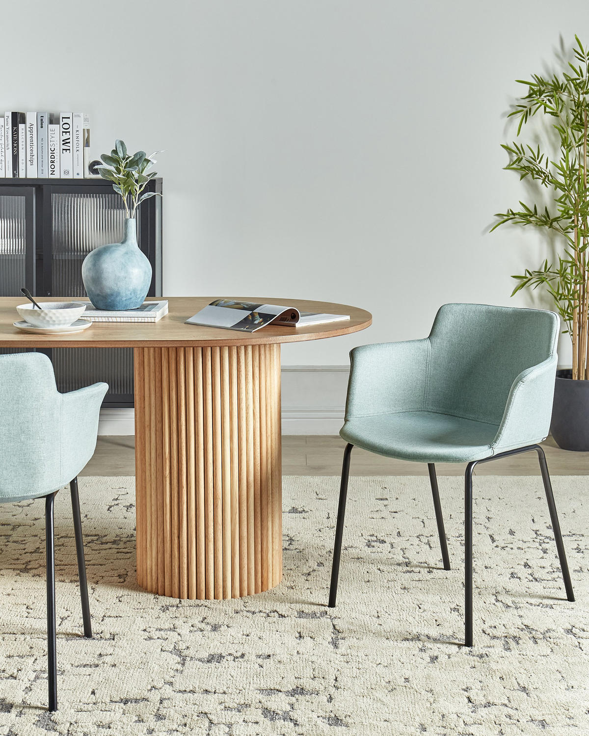 ESSZIMMERSTUHL 2er-Set Mintgrün Belfield - Schwarz/Mintgrün, Textil (45/79/52cm) - Beliani