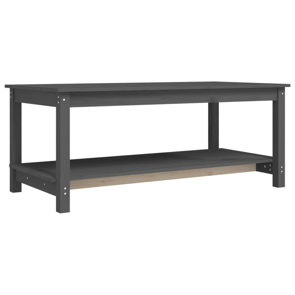 COUCHTISCH Grau 110x55x45 cm Massivholz Kiefer - Grau, Holz (110/55/45cm) - furnicato