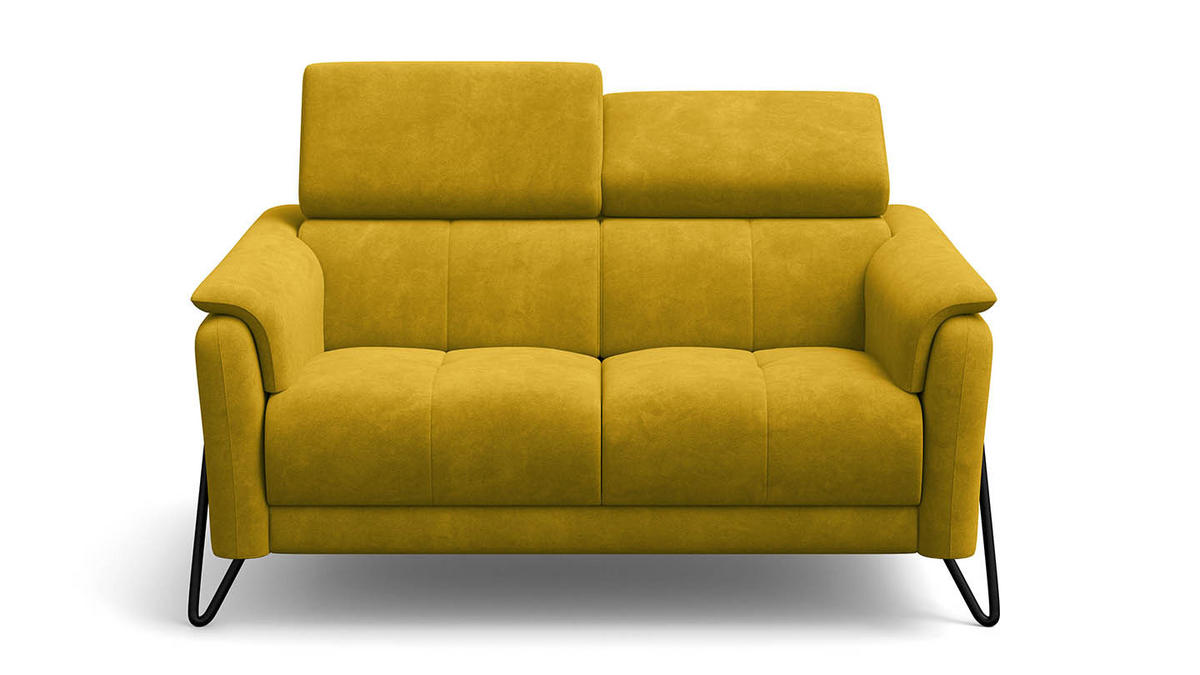 SOFA RODEN 2-Sitzer, dunkegelb, Veloursstoff - Gelb, Holz/Textil (152/82/103cm) - Wozimo