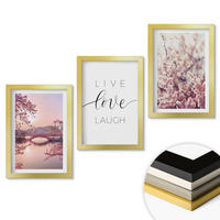 WANDBILDER 3er Set - 20x30 cm Goldrahmen - Blumenbrücken-Inschriftenmotiv - Goldfarben, Kunststoff (20/30cm) - ArtPrintCave
