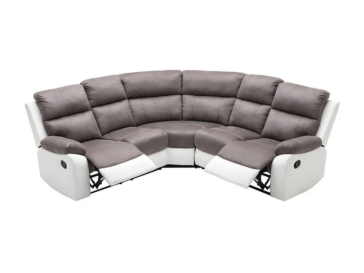 RELAXSOFA - 5 Personen - stoff - grau, weiß Tolzano - Weiß/Grau, Kunststoff/Textil (226/100.5/226cm) - Vente-Unique