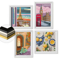WANDBILDER 4er-Set - 50x50 cm & 40x60 cm Weißer Rahmen - Stadtansichten Paris London Frankreich - Weiß, Kunststoff (50/50cm) - ArtPrintCave