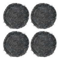 PLATZSET (4er Set) Raffia - Schwarz, Naturmaterialien (41/41cm) - BUTLERS