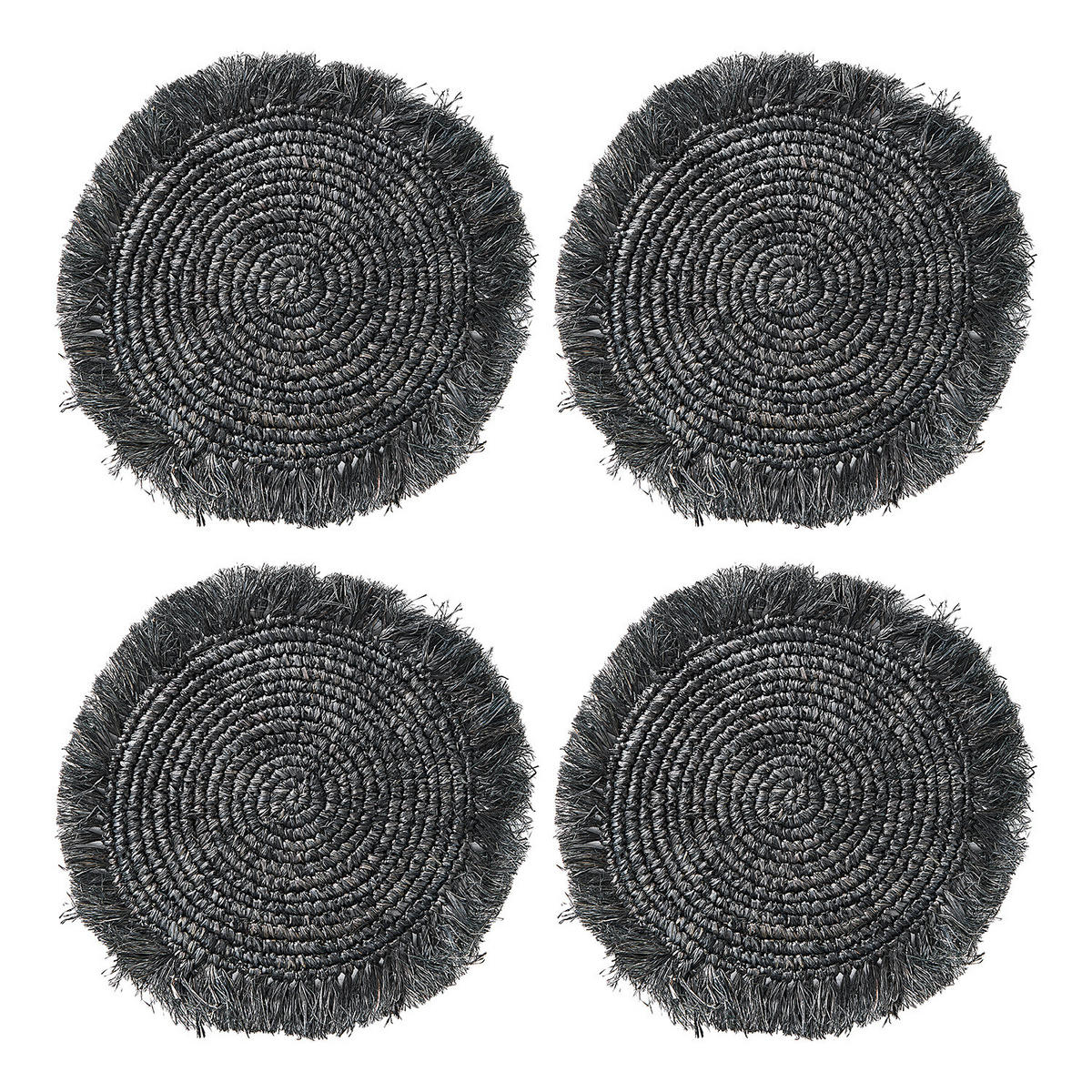 PLATZSET (4er Set) Raffia - Schwarz, Naturmaterialien (41/41cm) - BUTLERS