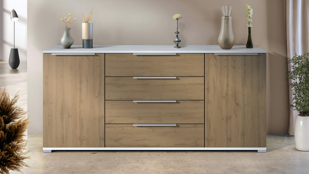 SIDEBOARD Linio Eiche Evoke - Eiche San Remo, Holzwerkstoff (166.5/75.5/35cm) - Vladon