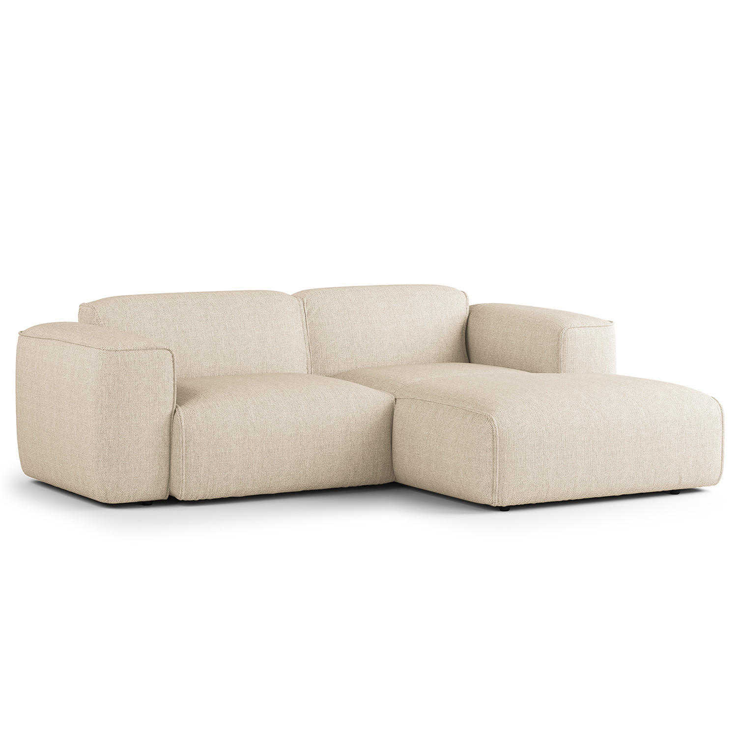 ECKSOFA mit XL-Longchair - Beige/Schwarz, Kunststoff/Textil (260/171cm) - home24