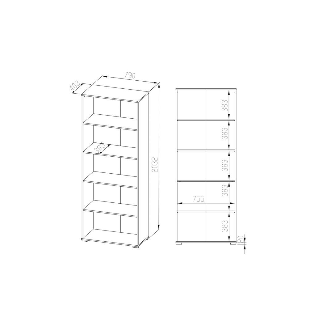 BÜCHERREGAL Optimal Sonoma Eiche hell 79 / 41 / 204cm - Braun, Holz/Holzwerkstoff (79/204/41cm) - Feldmann-Wohnen