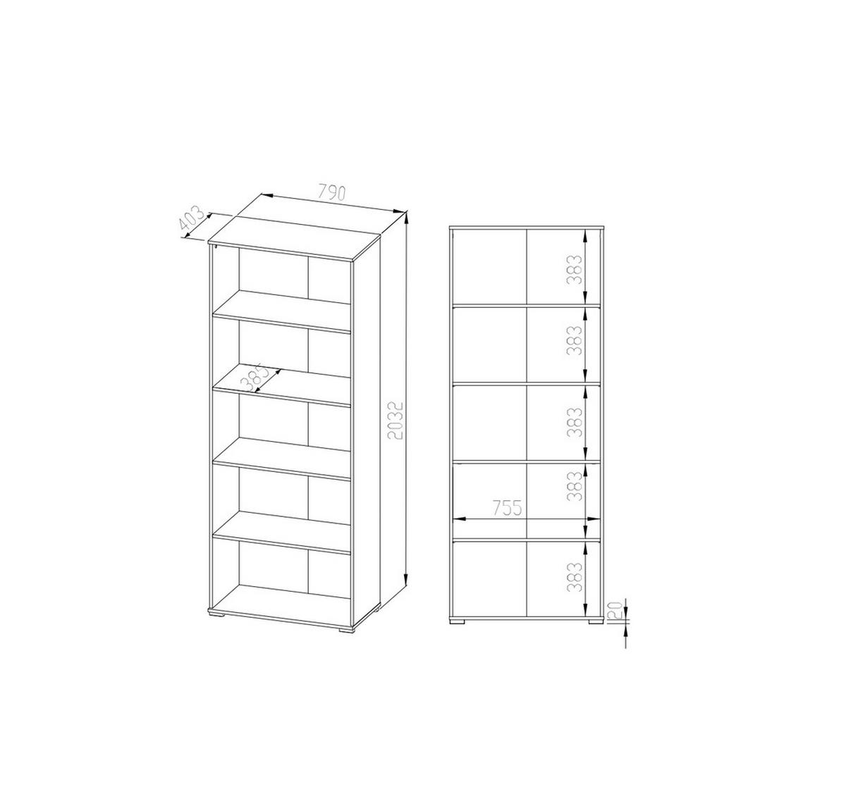 BÜCHERREGAL Optimal Sonoma Eiche hell 79 / 41 / 204cm - Braun, Holz/Holzwerkstoff (79/204/41cm) - Feldmann-Wohnen