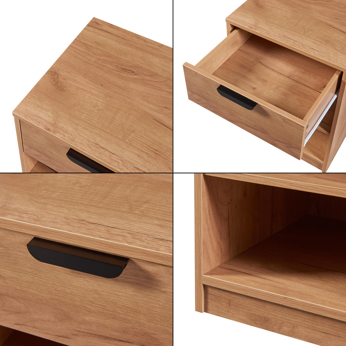 NACHTTISCH Varkaus - Eichefarben, Holzwerkstoff (43/55/40cm) - [en.casa]