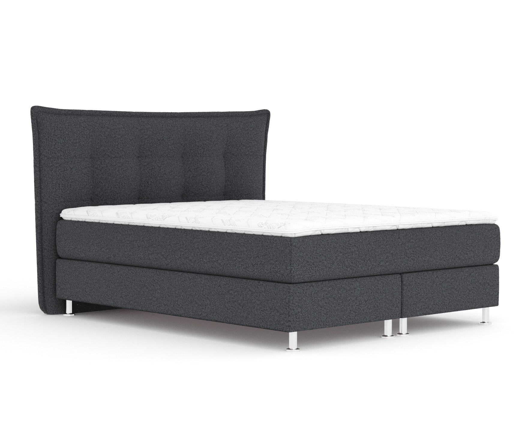 BOXSPRINGBETT Minori Schwarz 200/200 cm mit Latex-Topper - Silberfarben/Schwarz, Holz/Holzwerkstoff (200/200cm) - Maison de Reve