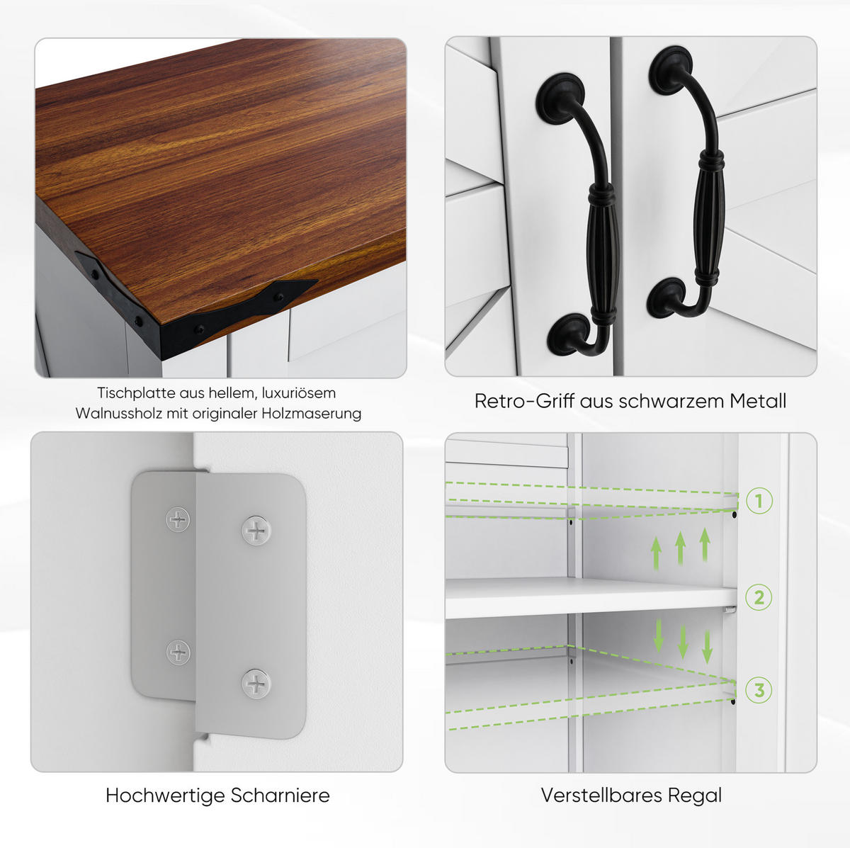 SIDEBOARD 76/83/30 cm Weiß aus MDF mit verstellbarem Einlegeboden - Weiß, Holzwerkstoff (30/83/76cm) - OKMYHOME