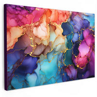 LEINWANDBILD Marmor - Bunt - Abstrakt XXL 150x100 cm - Multicolor, Textil (150/100cm) - MuchoWow