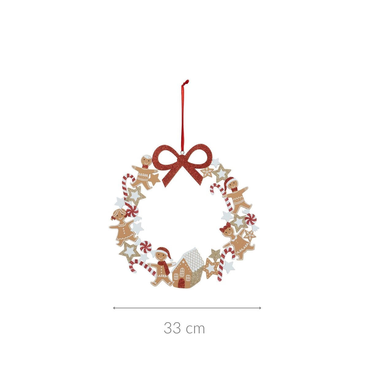 WEIHNACHTSKRANZ Holz Lebkuchen 33 cm - Multicolor, Holzwerkstoff (33/0.5cm) - Atmosphera Createur d´interieur