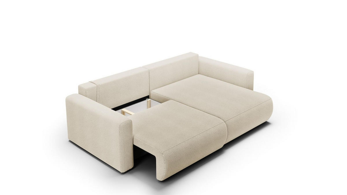 ECKSOFA Chaira Mit Schlaffunktion - Beige, Holzwerkstoff/Textil (240/149cm) - Fun Möbel