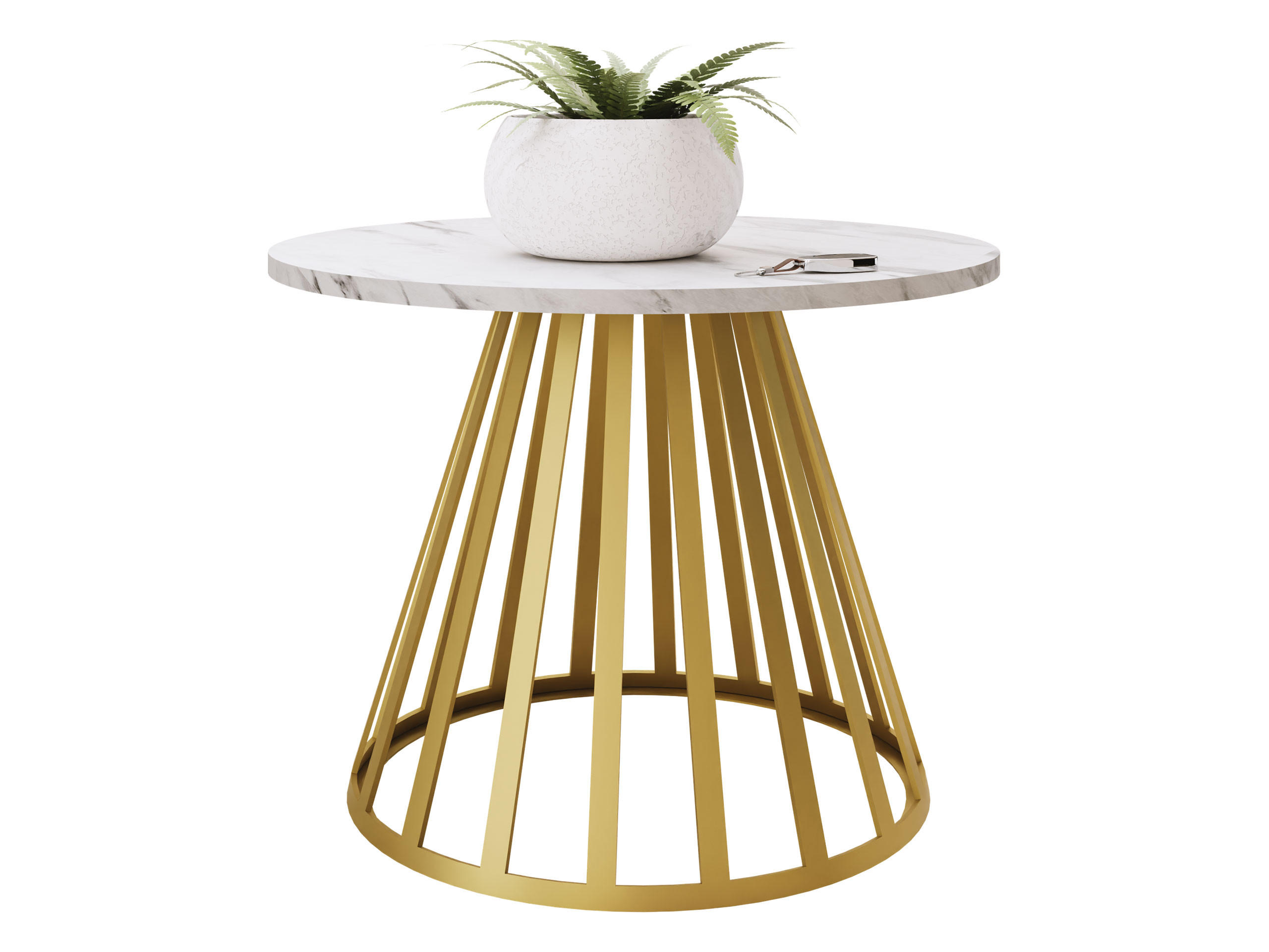 COUCHTISCH Mokod Mini - Weiß Hochglanz/Goldfarben, Holzwerkstoff/Metall (58/58/45cm) - MIRJAN24