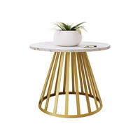 COUCHTISCH Mokod Mini - Weiß Hochglanz/Goldfarben, Holzwerkstoff/Metall (58/58/45cm) - MIRJAN24