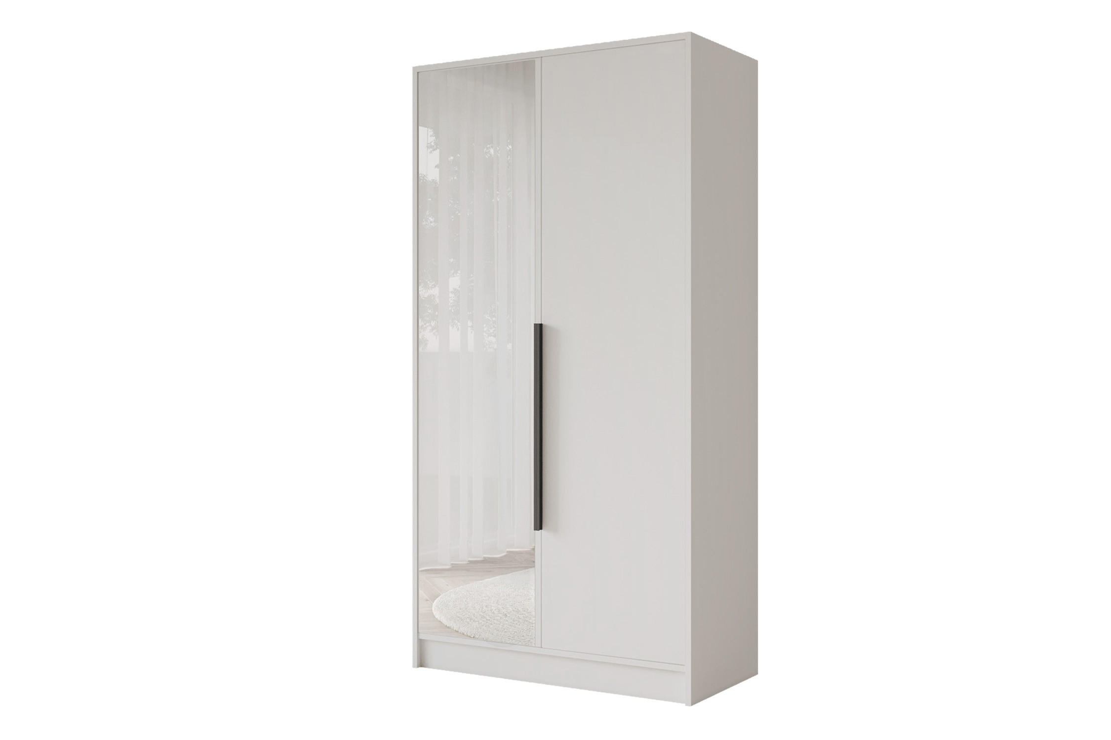 Altdecor Kleiderschrank Weiß, Schwarz 102x200x51 cm
