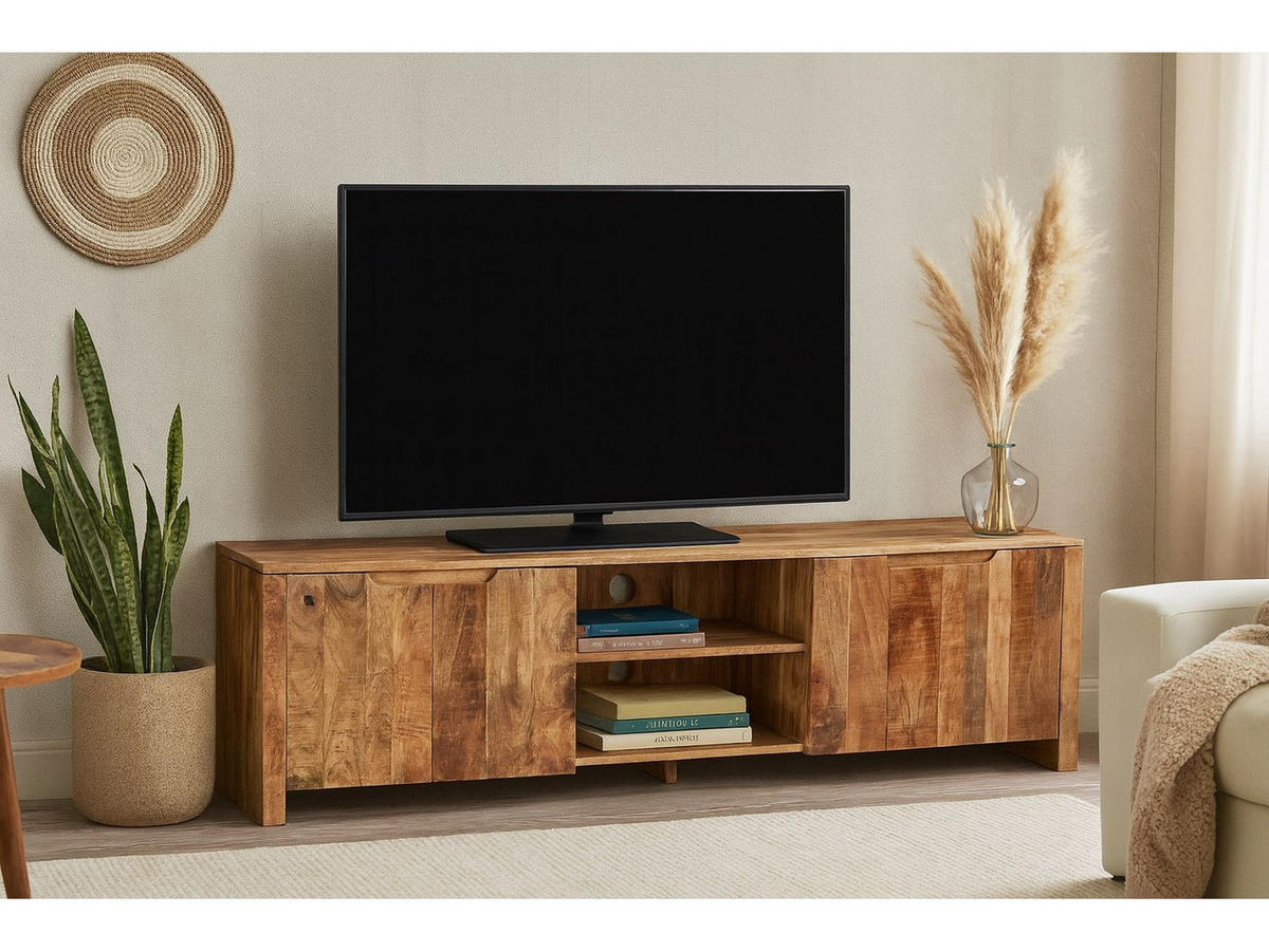 TV Board Sophie Mangoholz 200 cm / 40 cm Natur - Naturfarben, Holz (200/55/40cm) - Villa Möbel