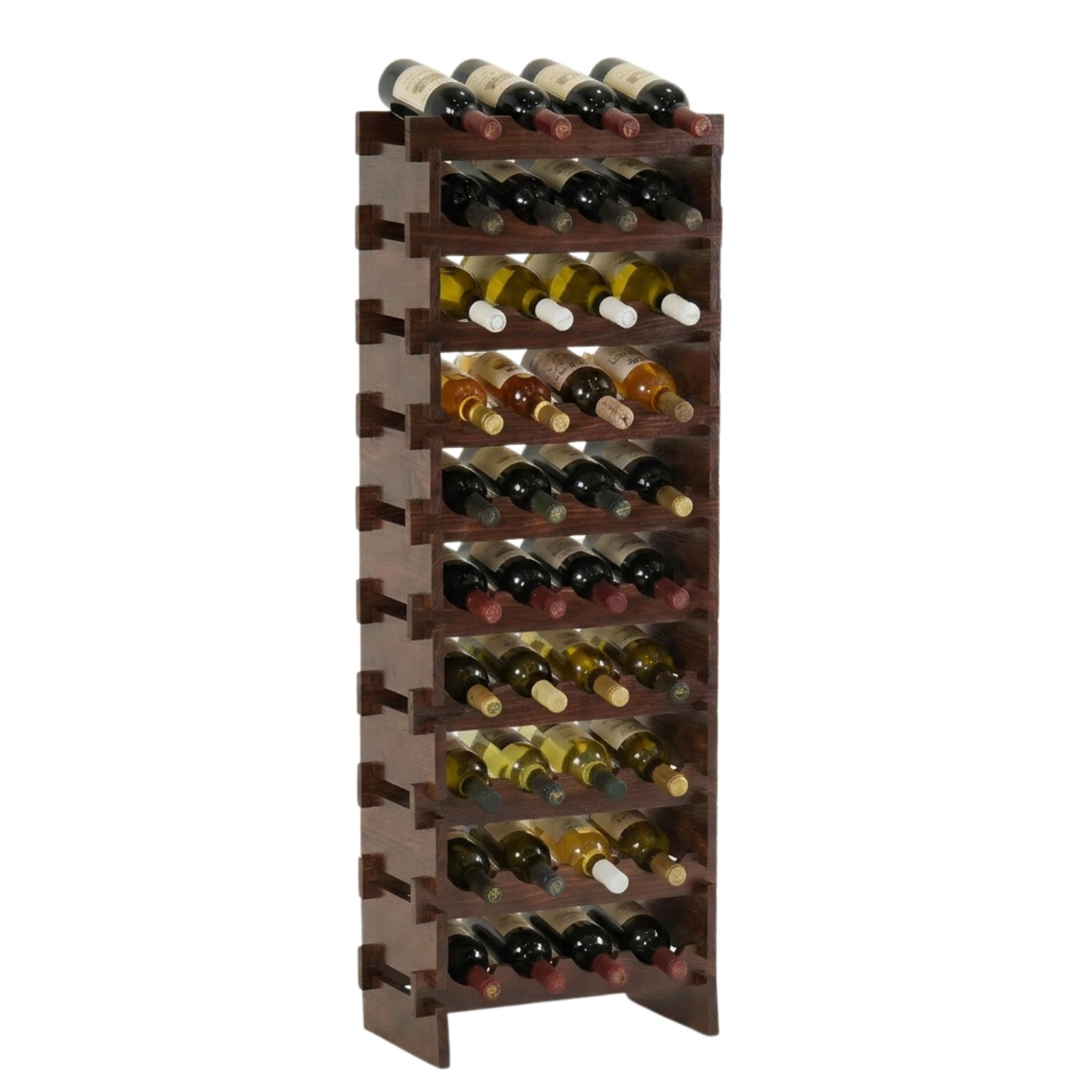 WEINREGAL NAVARRA aus Holz 135x46x28cm 40 Flaschen auf 10 Ebenen Braun geölt - Braun, Holz (46/135/28cm) - PROREGAL
