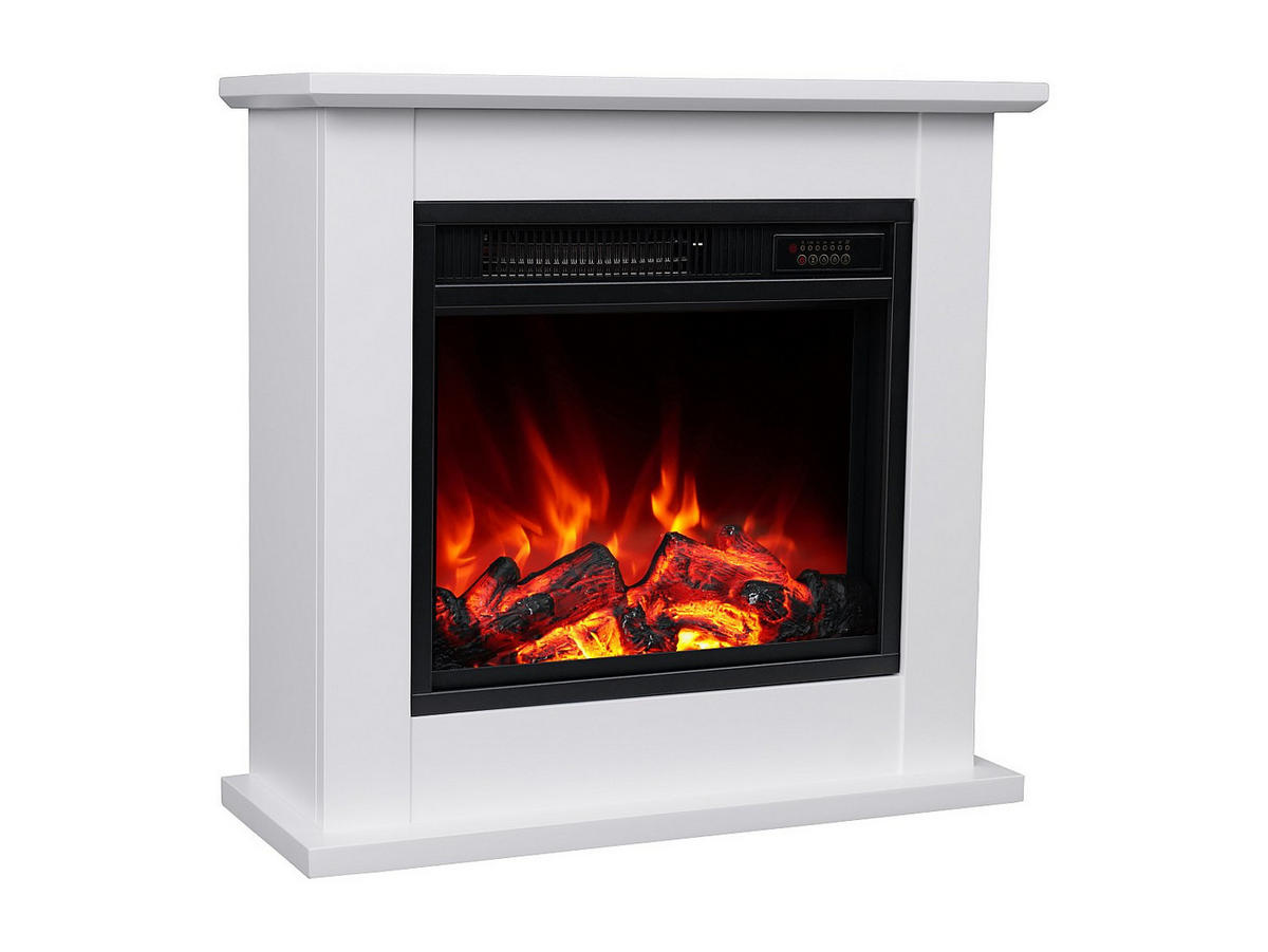 KAMIN - 64.5 x 23.5 - glas - weiß Ulano - Weiß, Glas (64.5/61/23.5cm) - Vente-Unique
